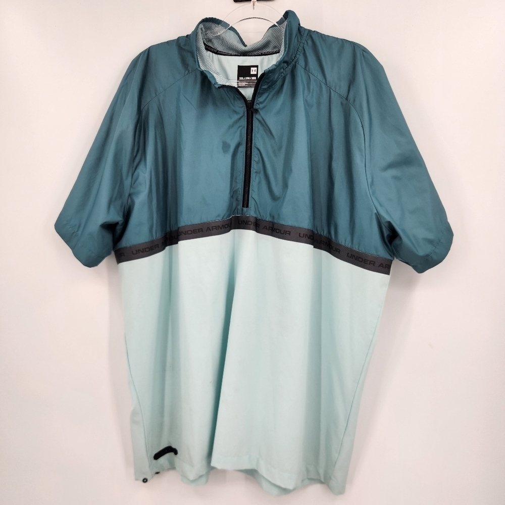Under Armour Mens Unstoppable Woven 1/2 Zip Short Sleeve T-shirt Jacket Teal